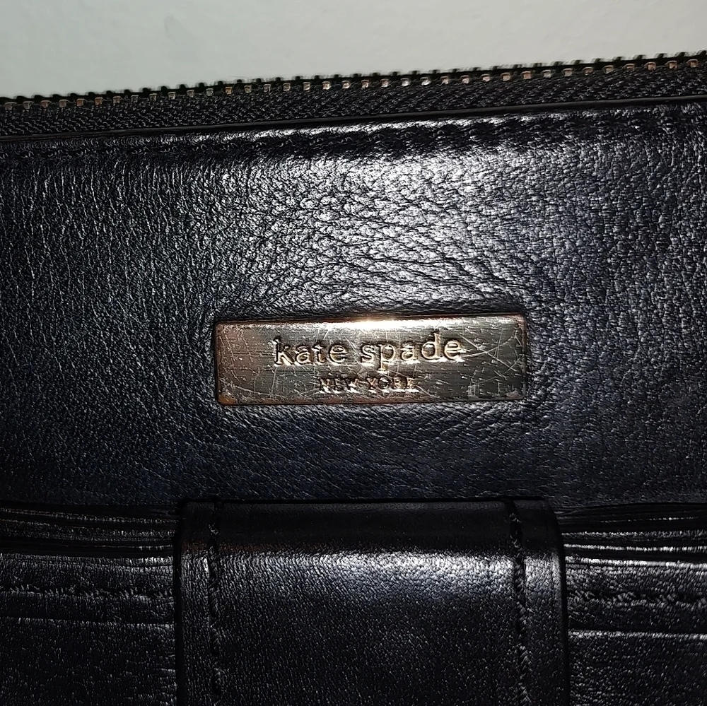 Kate Spade Black Leather Crossbody Bag With Bow And Hot Pink Interior